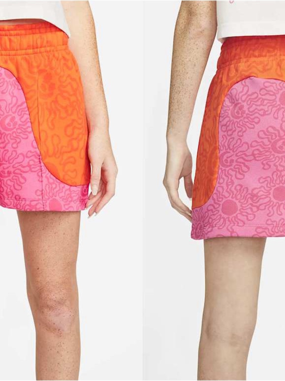 Bright Pink & Orange Patterned Mini Skirt